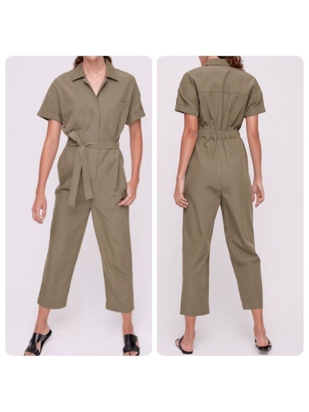 Aritzia The Group Babaton Ronnie Jumpsuit Cropped Belt Pants Romper Size XXS